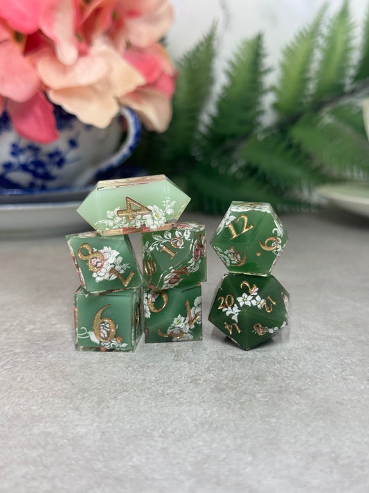 Jade Ombré | Filigree Dice | 7 Piece Polyhedral Set