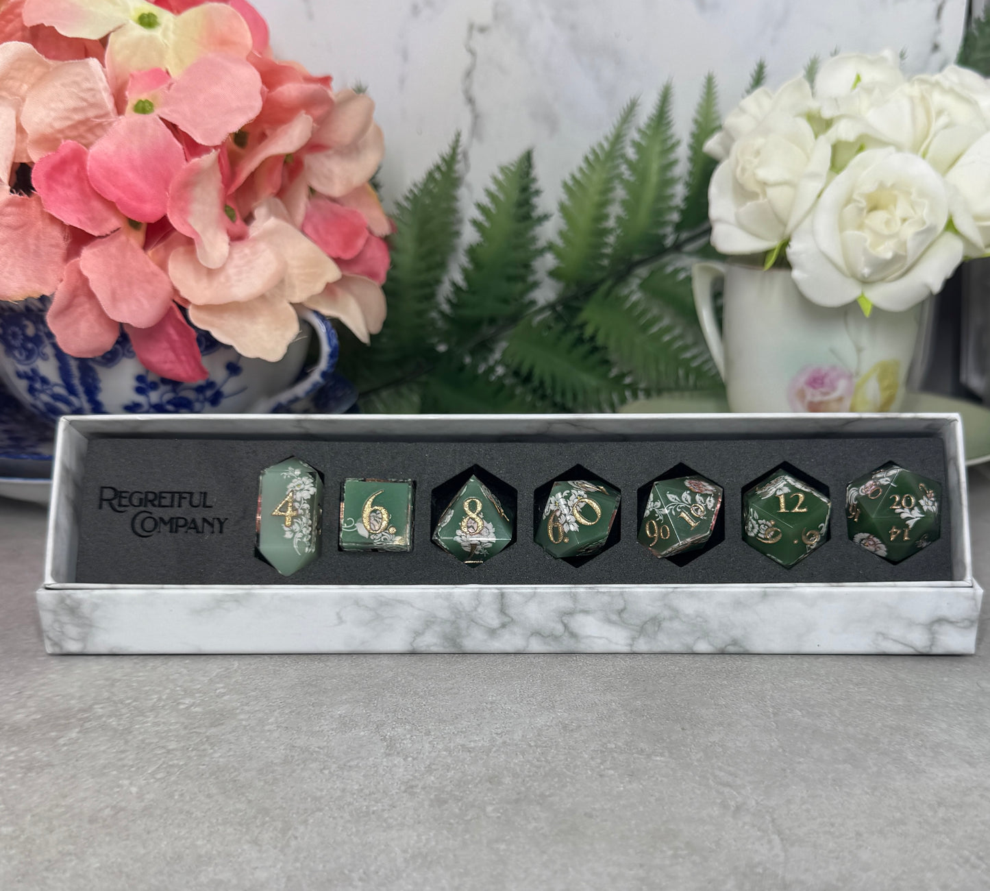 Jade Ombré | Filigree Dice | 7 Piece Polyhedral Set