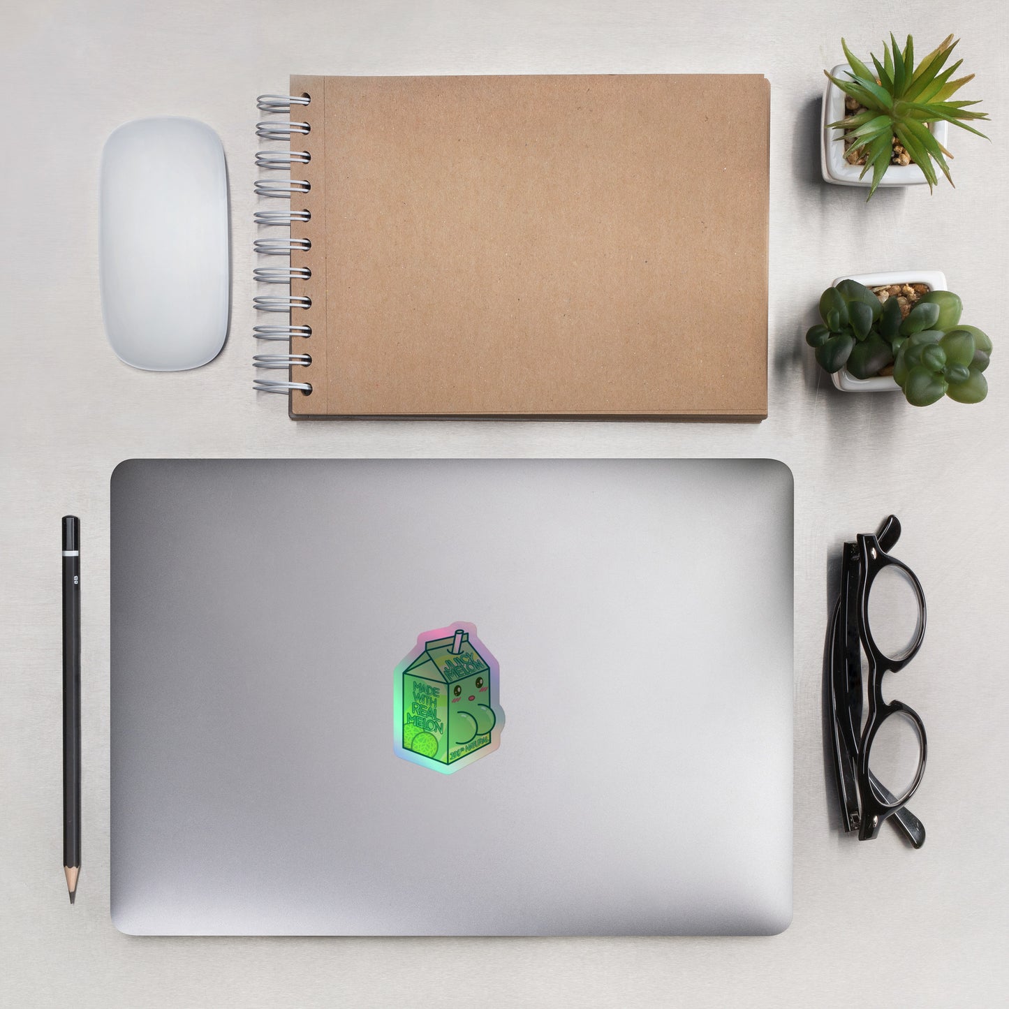Juicy Melon Carton Holographic Stickers