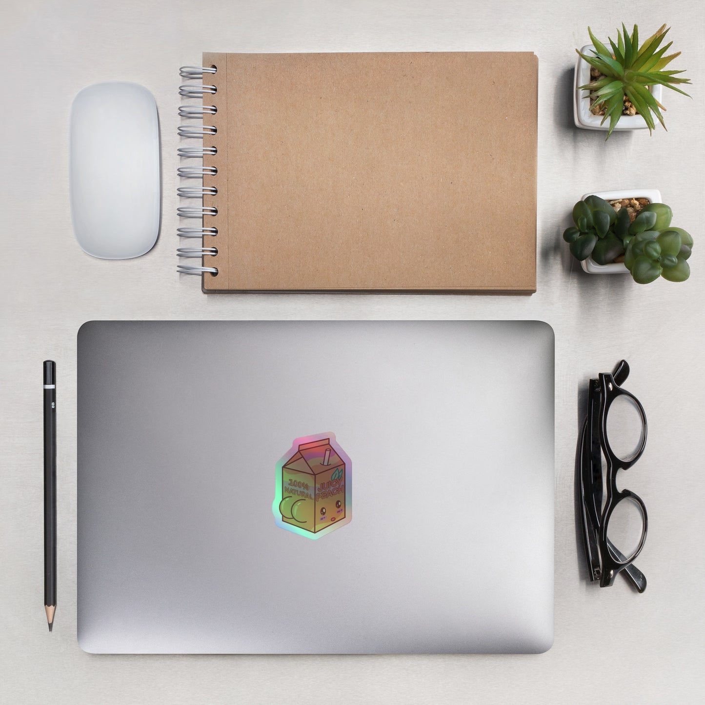 Juicy Peach Carton Holographic Sticker