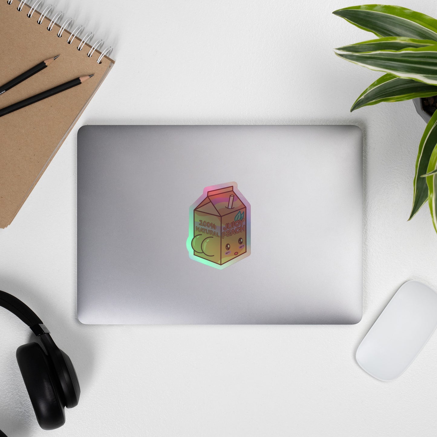 Juicy Peach Carton Holographic Sticker