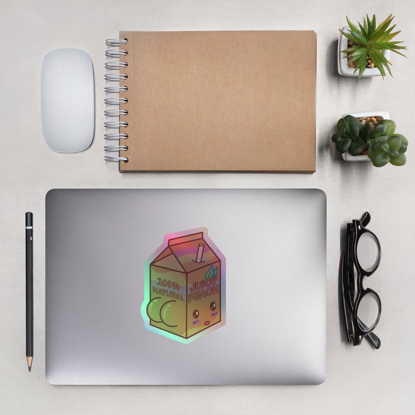 Juicy Peach Carton Holographic Sticker
