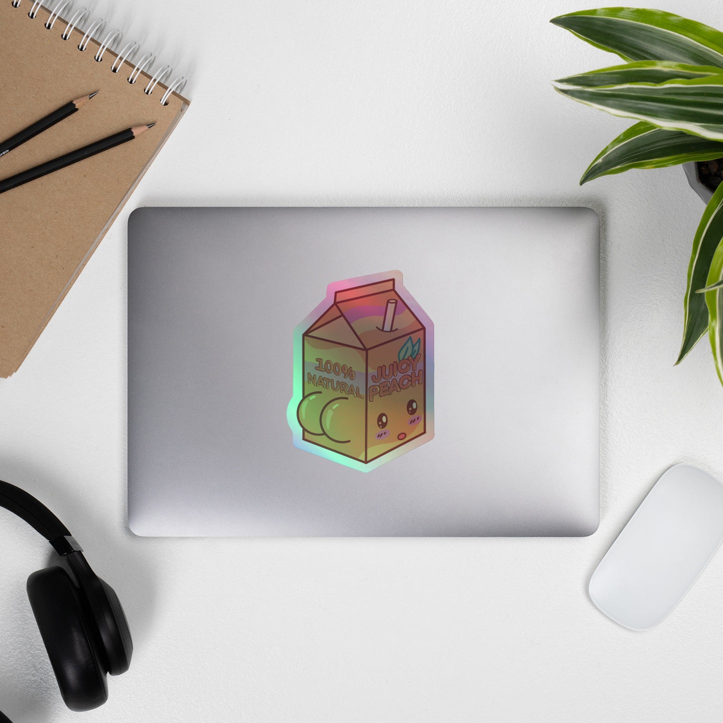 Juicy Peach Carton Holographic Sticker