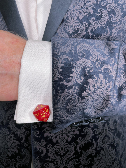 D20 Cufflinks | Red and Gold