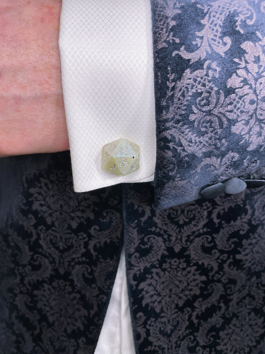 D20 Cufflinks | Pearl and Silver