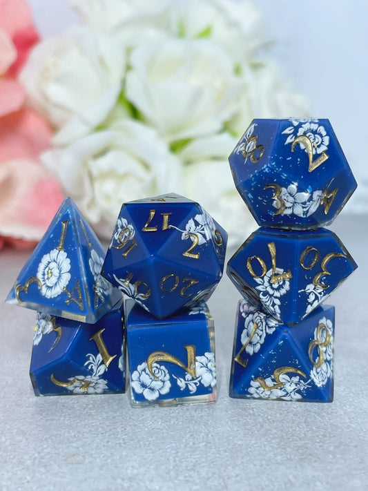 Atlantic Blue | Filigree Dice | 7 Piece Polyhedral Set