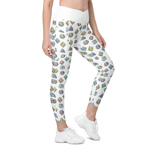 Pastel Filigree Dice Crossover Leggings With Pockets