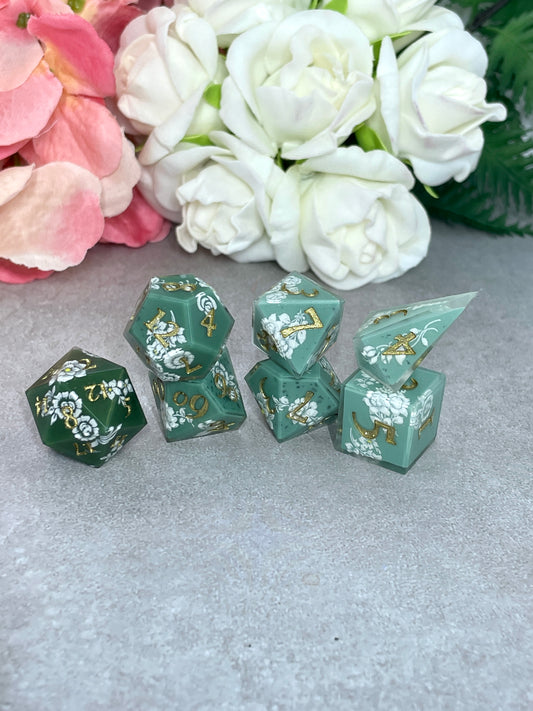 Forest x Sage Ombré | Filigree Dice | 7 Piece Polyhedral Set