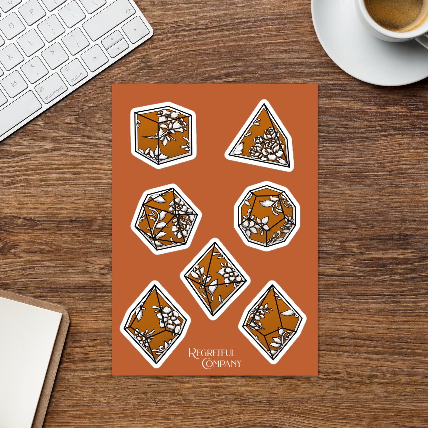 Rust Filigree Dice Set A5 Sticker Sheet