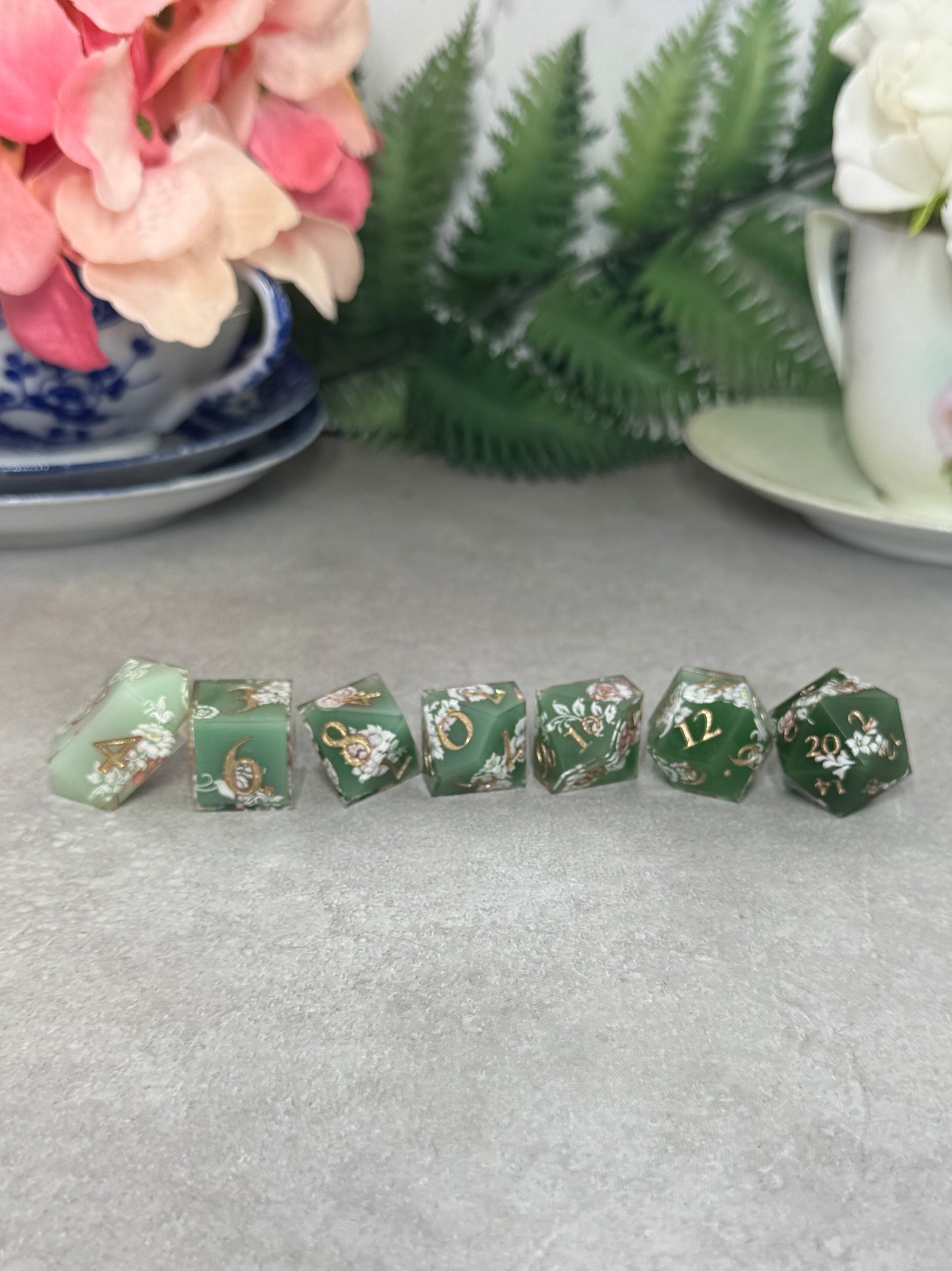 Jade Ombré | Filigree Dice | 7 Piece Polyhedral Set