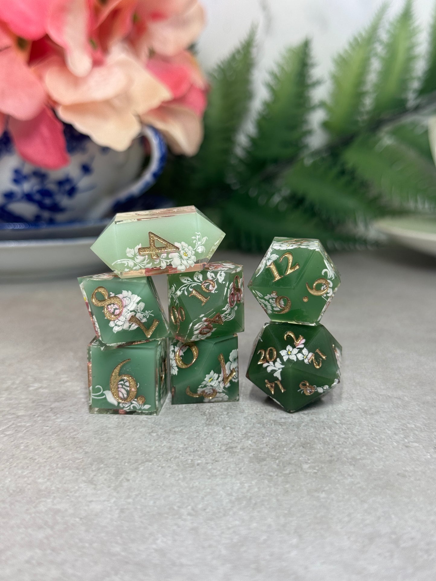 Jade Ombré | Filigree Dice | 7 Piece Polyhedral Set