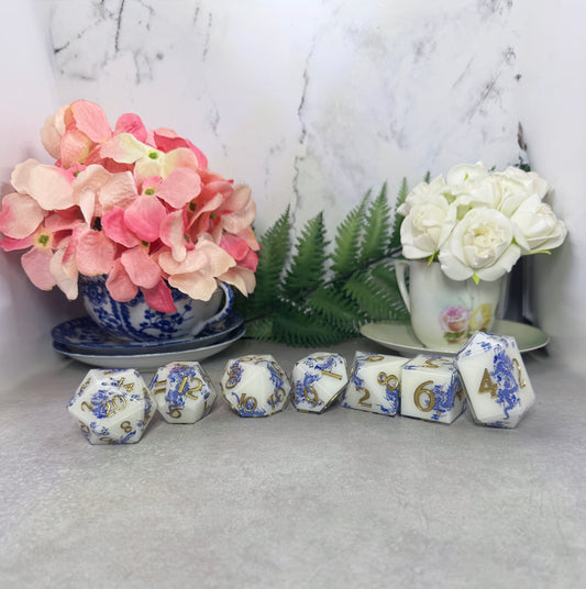 Porcelain | Oversized Dice | 7 Piece Polyhedral Set