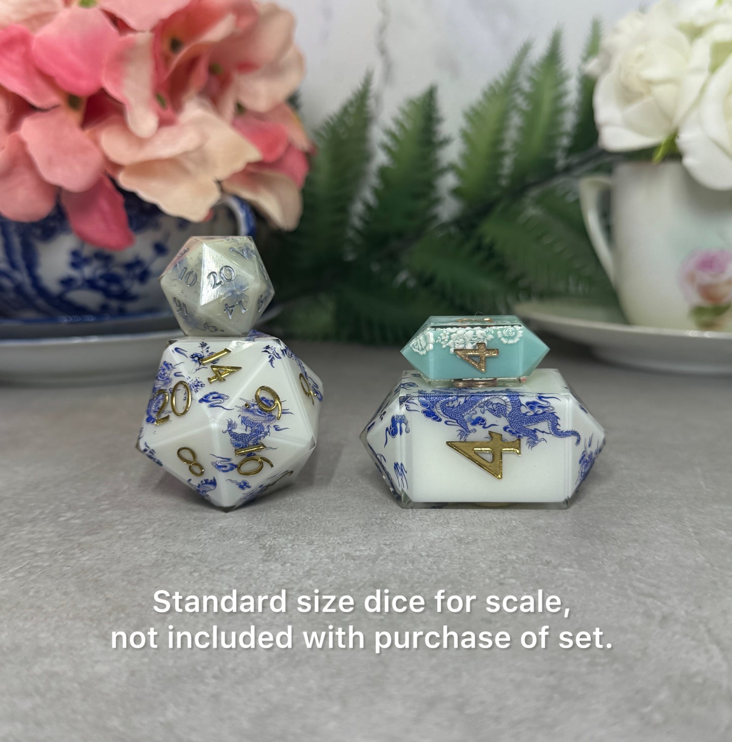 Porcelain | Oversized Dice | 7 Piece Polyhedral Set