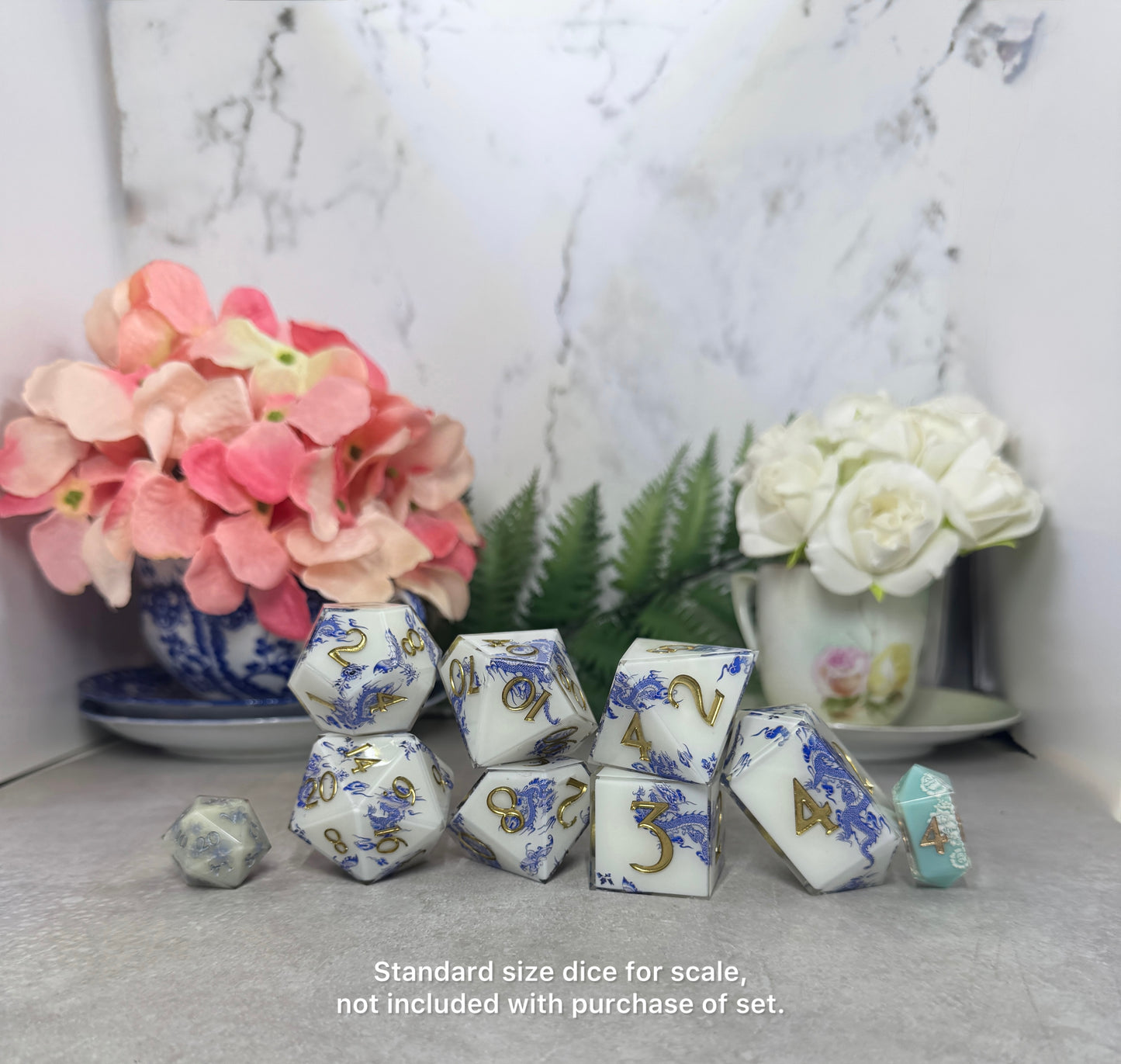 Porcelain | Oversized Dice | 7 Piece Polyhedral Set