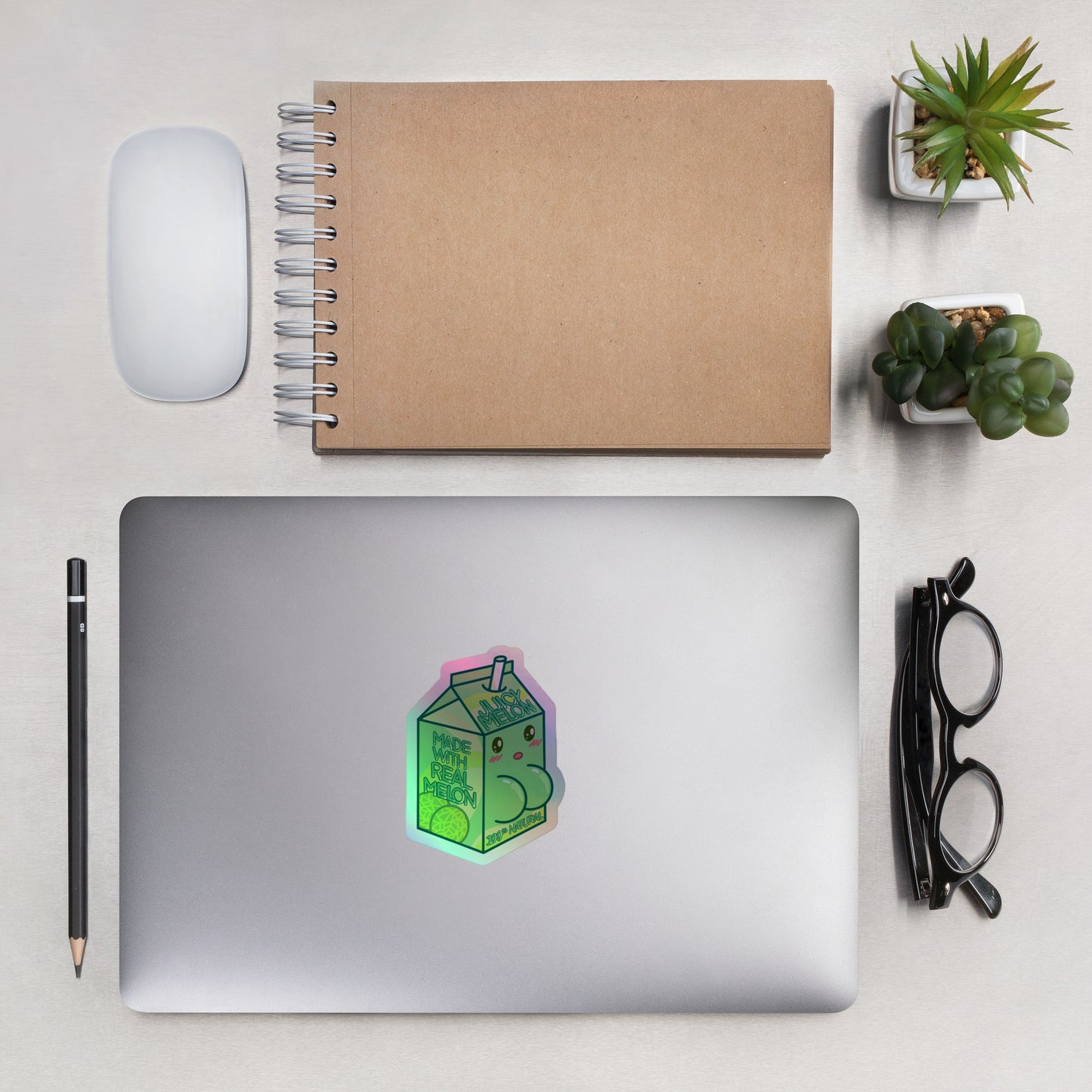 Juicy Melon Carton Holographic Stickers