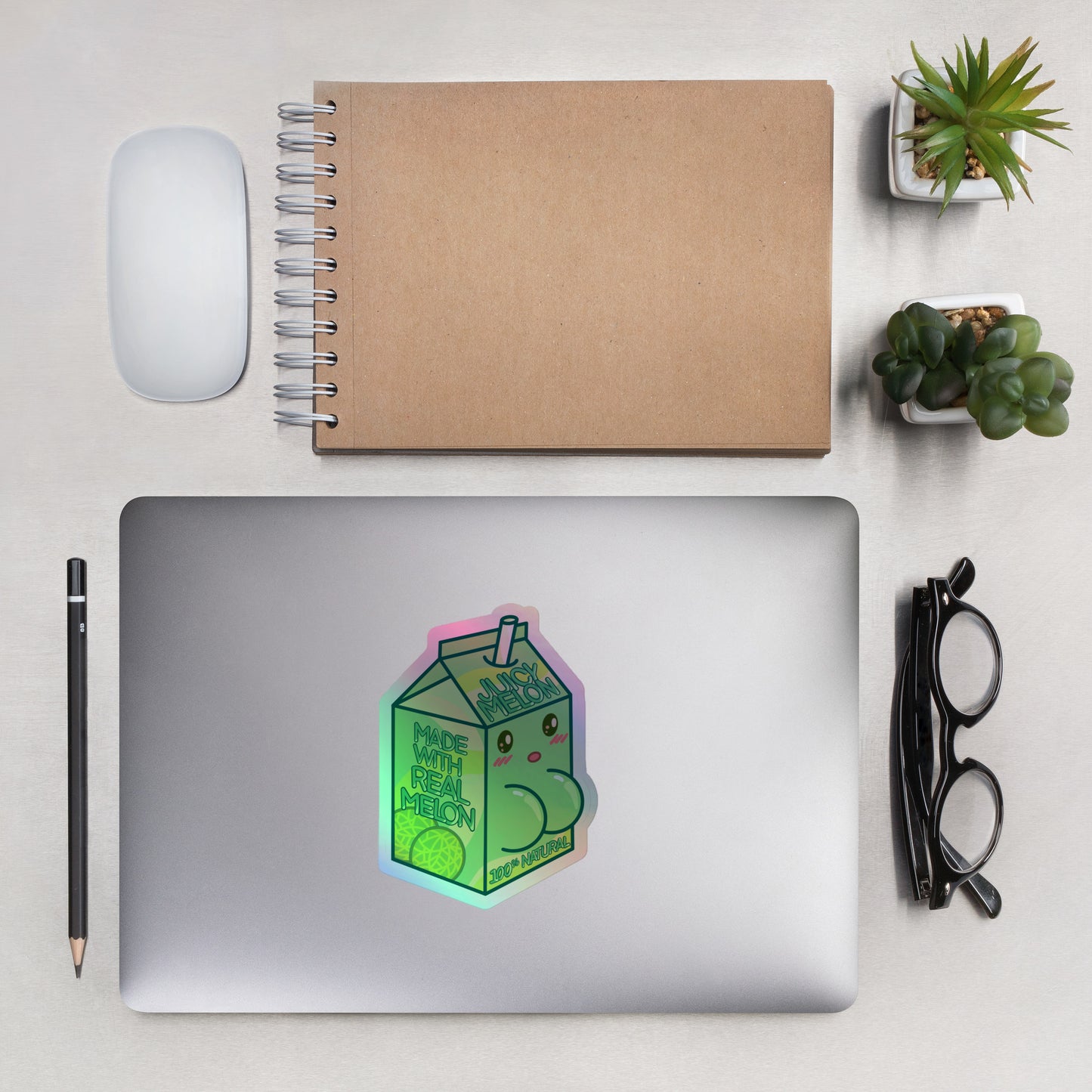 Juicy Melon Carton Holographic Stickers