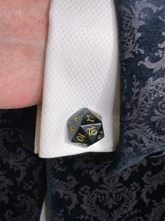 D20 Cufflinks | Black and Gold