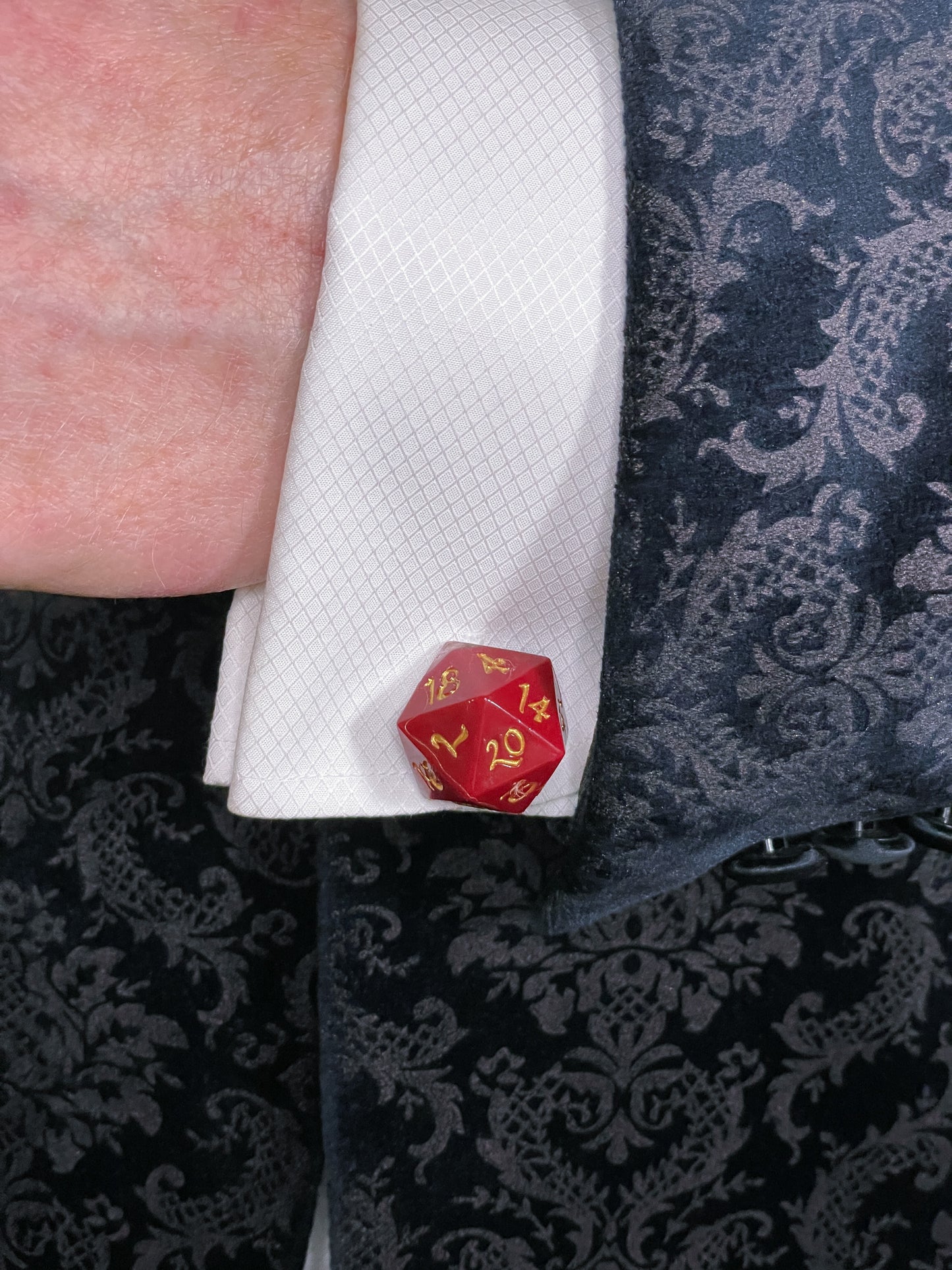 D20 Cufflinks | Red and Gold
