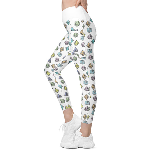 Pastel Filigree Dice Crossover Leggings With Pockets