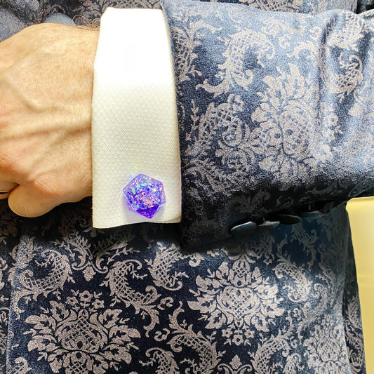 D20 Cufflinks | Purple Galaxy
