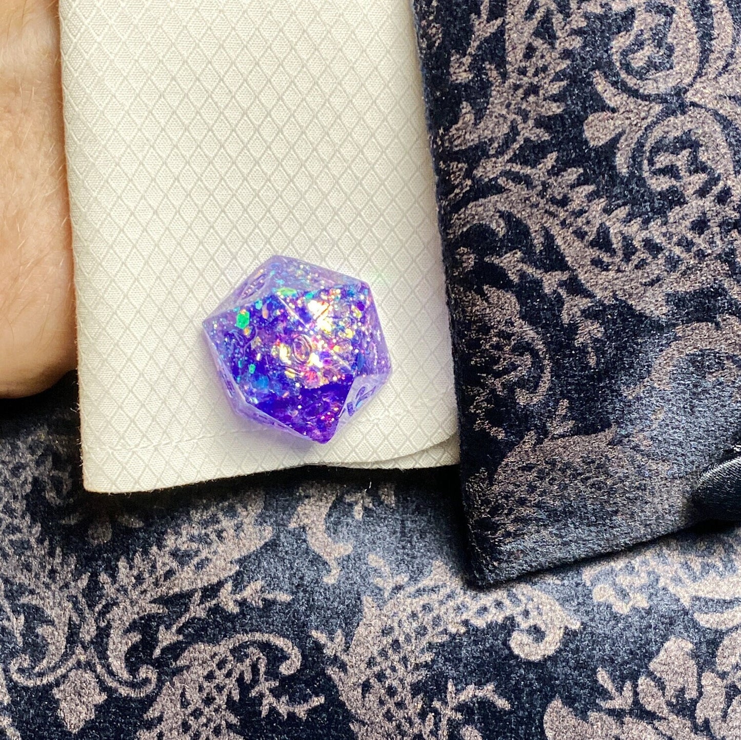 D20 Cufflinks | Purple Galaxy