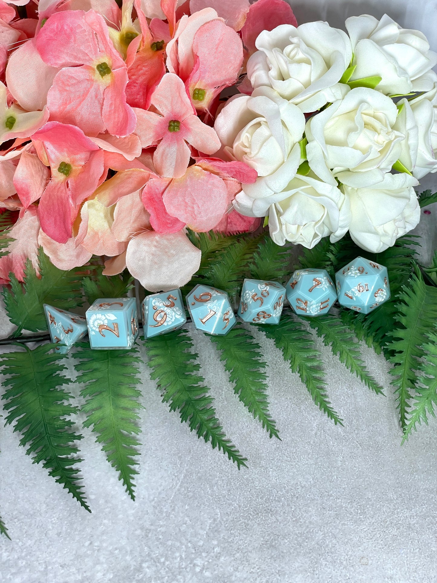 Powder Blue | Filigree Dice | 7 Piece Polyhedral Set