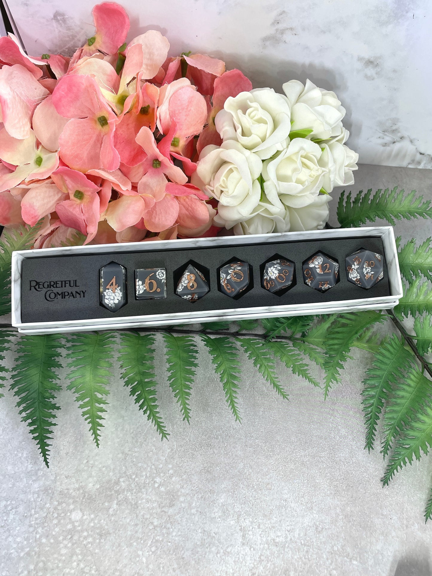 Charcoal | Filigree Dice | 7 Piece Polyhedral Set