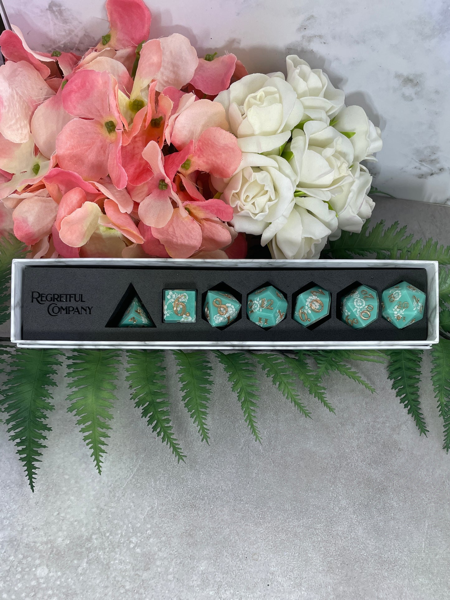 Tiffany Blue | Filigree Dice | 7 Piece Polyhedral Set