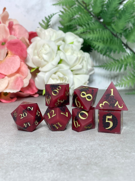 Dark Romantic | Filigree Dice | 7 Piece Polyhedral Set