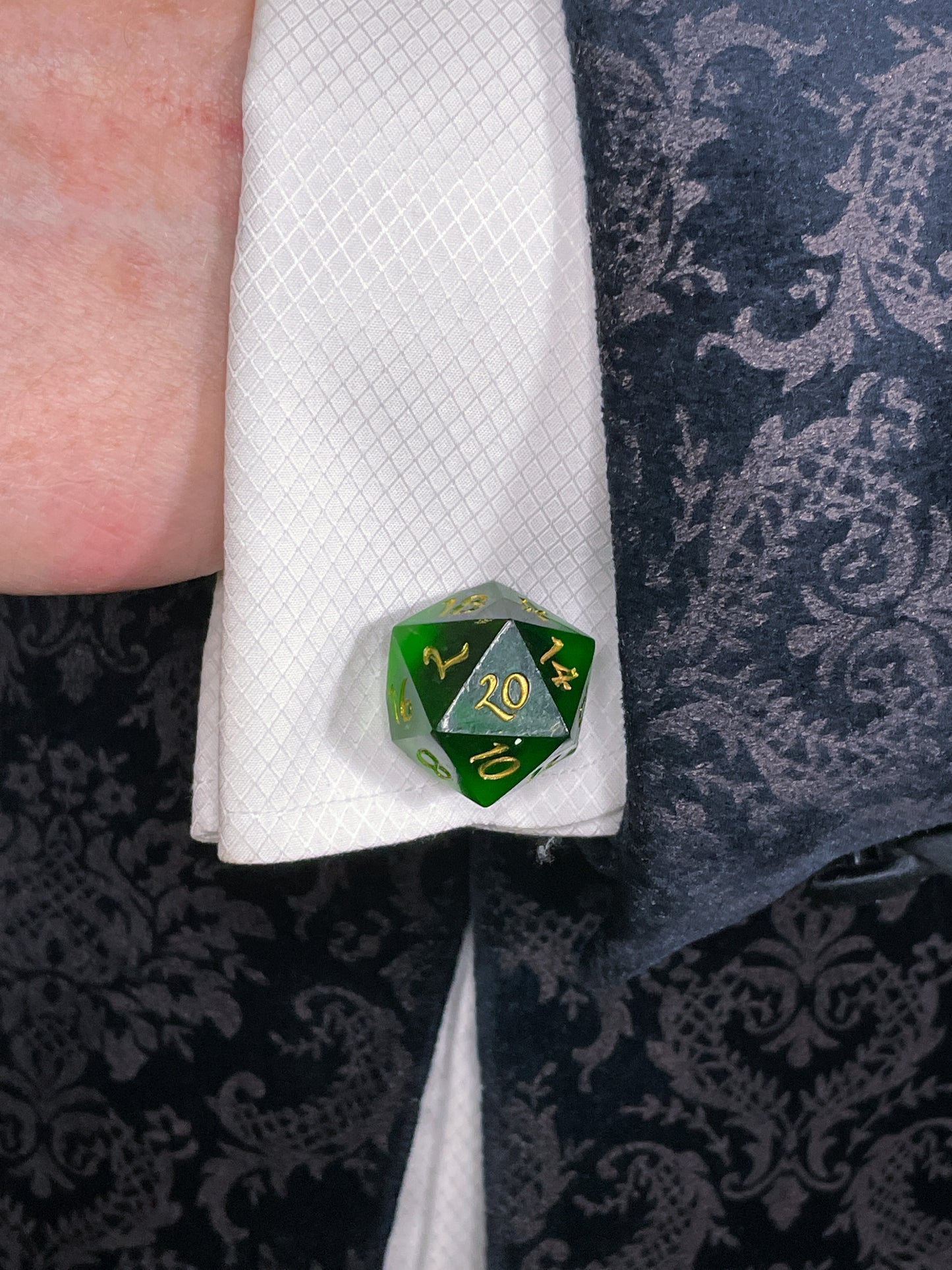 D20 Cufflinks | Green and Gold