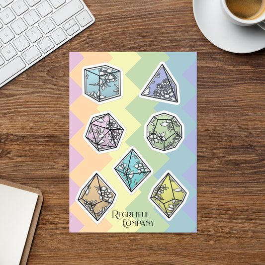 Mixed Pastel Filigree Dice Set A5 Sticker Sheet