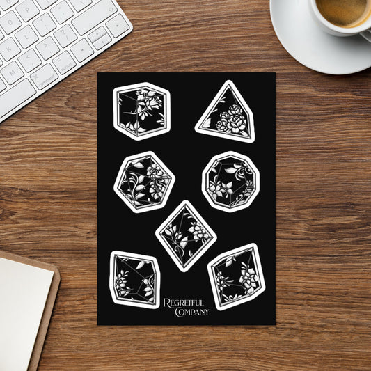 Black Filigree Dice Set A5 Sticker Sheet